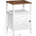 thumbnail image 1 of Farmhouse Nightstand Design with Charging Station, White Bedside Table with Usb&Type-C, 1 of 9