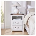 thumbnail image 1 of Farmhouse Nightstand, Rustic White Night Stand with 2 Drawers, End Table for Bedroom, Wood Bedside Dresser Without Charging Station 1pcs White Without Charging Station, 1 of 2