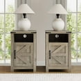 thumbnail image 1 of Farmhouse Nightstand Set of 2, Bedside Table with Charging Station, Night Stand with Barn Door, Gray End Table Sofa Side, Nightstand Storage for Bedroom Living Room, Gray, 1 of 7