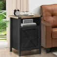 thumbnail image 1 of Farmhouse Nightstand Set of 2, Rustic End Table with Storage Cabinet and Shelf, End Table Set of 2 for Bedroom Living Room, Wood Night Stand Side Table, Black, 1 of 7