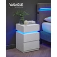 thumbnail image 1 of VASAGLE Nightstand with LED Lights, Adjustable Light Colors, Bedside Table, Side Table with 3 Drawers, Modern Style, 13.8 x 15.7 x 21.7 Inches, Cloud White, 1 of 6