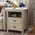 thumbnail image 1 of Farmhouse Nightstand with Charging Station, Bedside Table with Drawer, Nightstand with Storage Shelves, End Tables for Bedroom Living Room, Gray, 1 of 10