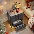 thumbnail image 1 of Farmhouse Nightstand with Gun Drawer and 3 Large Storage Drawers,Smart Bedside End Table with LED Light and Human Sensor Charging Station(Grey), 1 of 7