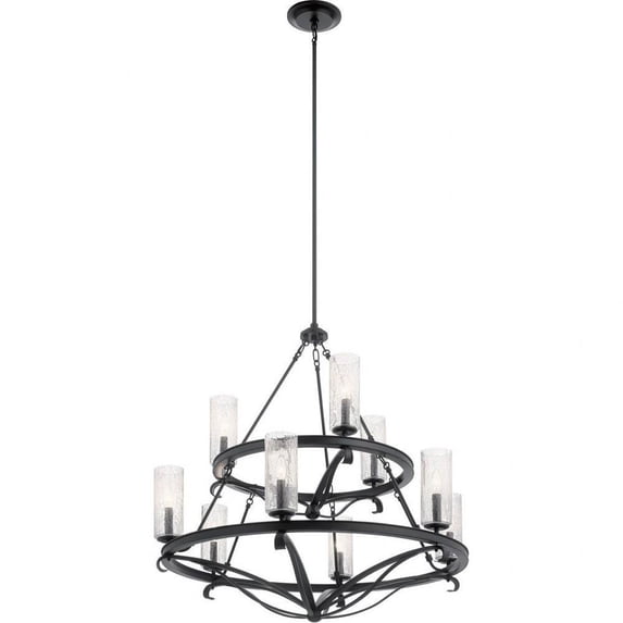 Farmhouse Nine Light Chandelier in Black Finish Bailey Street Home 147-Bel-4187424