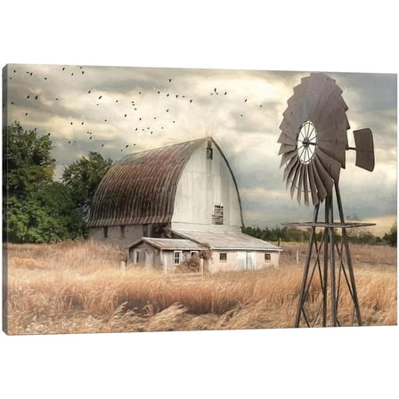 Farmhouse Old Barn Canvas Wall Art, Farmhouse Pictures Wall Decor, Vintage Barn and Windmill Pictures Canvas Wall Art, Rustic Wall Art for Country Room Decor, Farmhouse Style Wall Decor 12x18 Inches