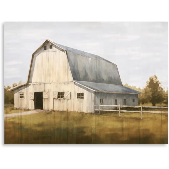 Farmhouse Old Barn Painting Rustic Wall Decor Barn Wall Art Farmhouse Canvas Art for Livingroom Decorations (16"X12"X1 Panel)