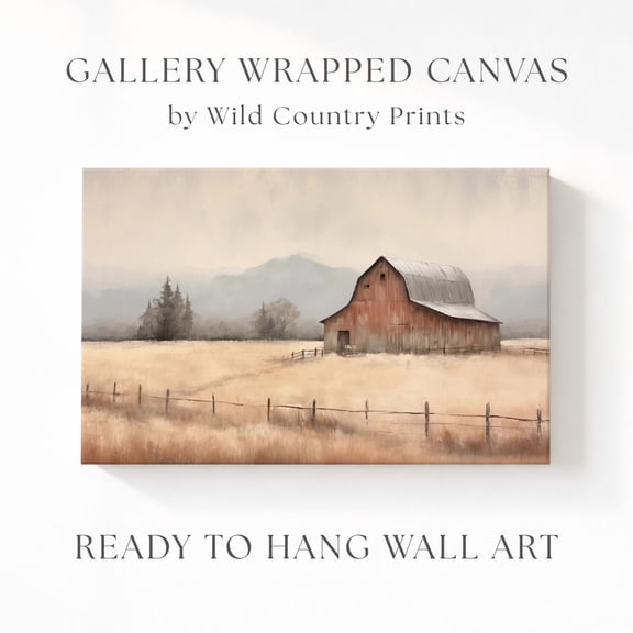 Farmhouse Old Red Barn Landscape Dining Country Wall Styling Mountain Poster