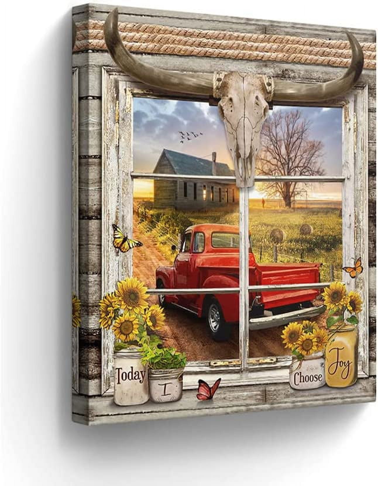 Framed Rucks Farmhouse Old Red Trucks Wall Art Old Barn Pictures Wall Decor Marson ...