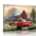thumbnail image 1 of Farmhouse Old Truck Wall Art, Farmhouse Canvas Wall Art, Old Barn Pictures Wall Art, Country Vintage Pickup Truck Canvas Prints, Red Truck With Petunias Art Prints for Farmhouse Decor, 1 of 4