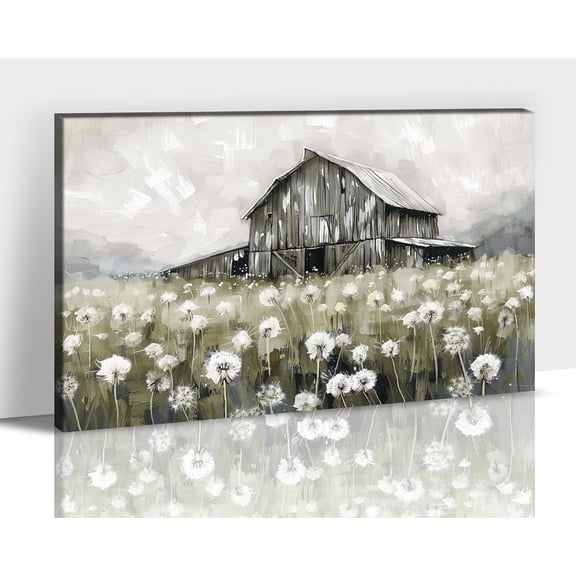 Farmhouse Old Truck Wall Art Home Farmhouse Decor, Blue Truck Canvas Print Barn White Floral Rustic Pictures for Walls, Country Artwork Living Room Wall Art Bedroom Decor 12x18 Inches
