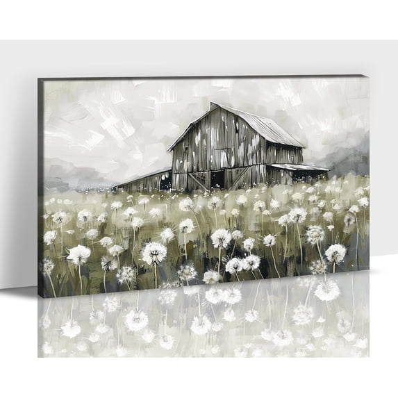 Farmhouse Old Truck Wall Art Home Farmhouse Decor, Blue Truck Canvas Print Barn White Floral Rustic Pictures for Walls, Country Artwork Living Room Wall Art Bedroom Decor 12x18 Inches