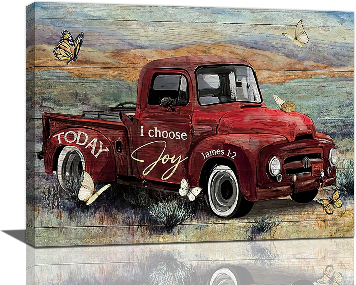 Farmhouse Old Truck Wall Decor Rustic Truck Canvas Wall Art Vintage Red Truck Pictures Canvas