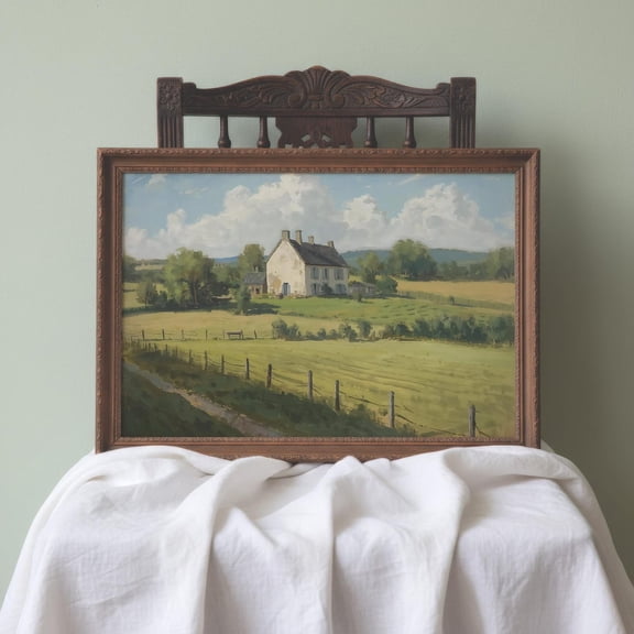 Farmhouse On The Prairie Wall Art Country Decor Folk Art Cottagecore French Country Neutral Farmhouse Rustic Home Decor, Unframed Poster