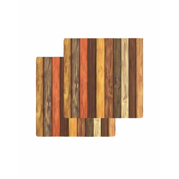Farmhouse Orange Brown Kitchen Dish Towels for Drying Dishes Set of 2, Retro Vintage Wood Waffle Weave Microfiber Terry Hand Tea Bathroom Towels Quick Dry & Absorbent Towel 12x12