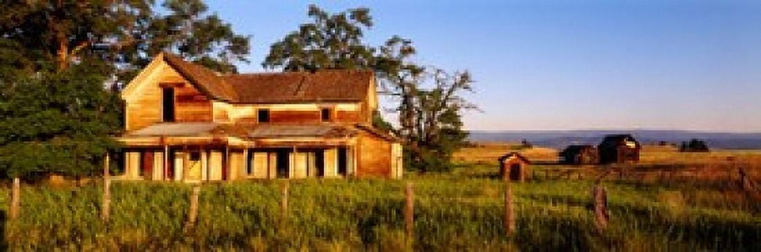 Farmhouse Oregon Canvas Art - Panoramic Images (37 x 12)