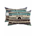 thumbnail image 1 of Farmhouse Outdoor Head Resting Pillows with Insert Barn Cow Pig Chicken Brown Teal Ombre Wood Grain 2 Pack Waterproof Lumbar Pillows with Adjustable Strap for Patio Recliner Beach Chair, 12"x20", 1 of 7