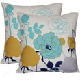 thumbnail image 1 of Farmhouse Outdoor Throw Pillow Covers Cotton Canvas Turquoise and Yellow Pillow Covers 16x16 inch Decorative for Couch Sofa Patio Porch Flowers Pattern Pack of 2, 1 of 6