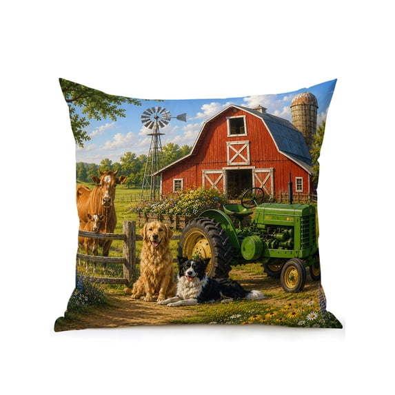 Farmhouse Outdoor Throw Pillow with Insert, 18