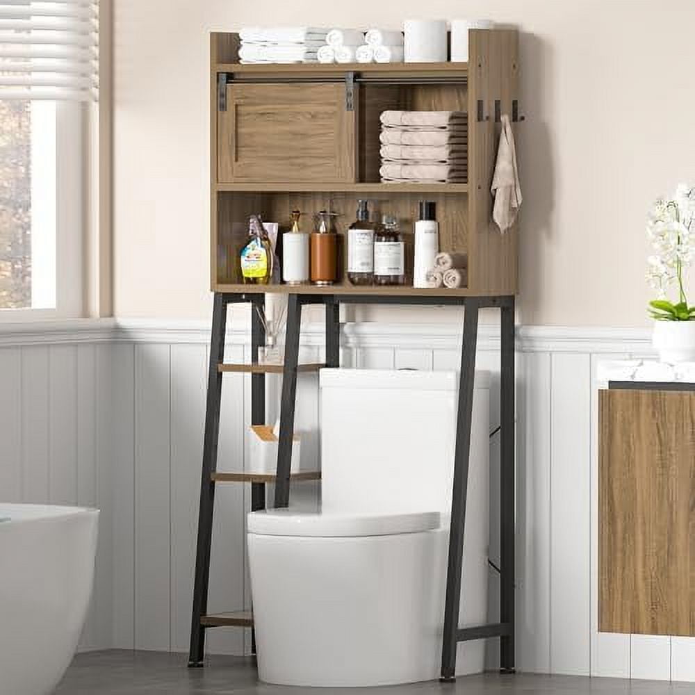 Farmhouse Over The Toilet Cabinet Bathroom Organizer with Sliding Barn ...