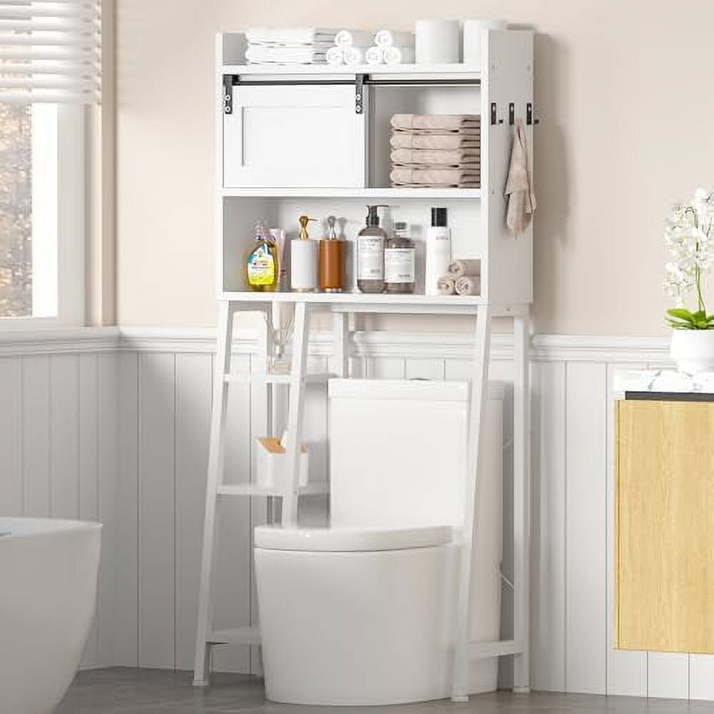 Farmhouse Over The Toilet Cabinet Bathroom Organizer with Sliding Barn ...