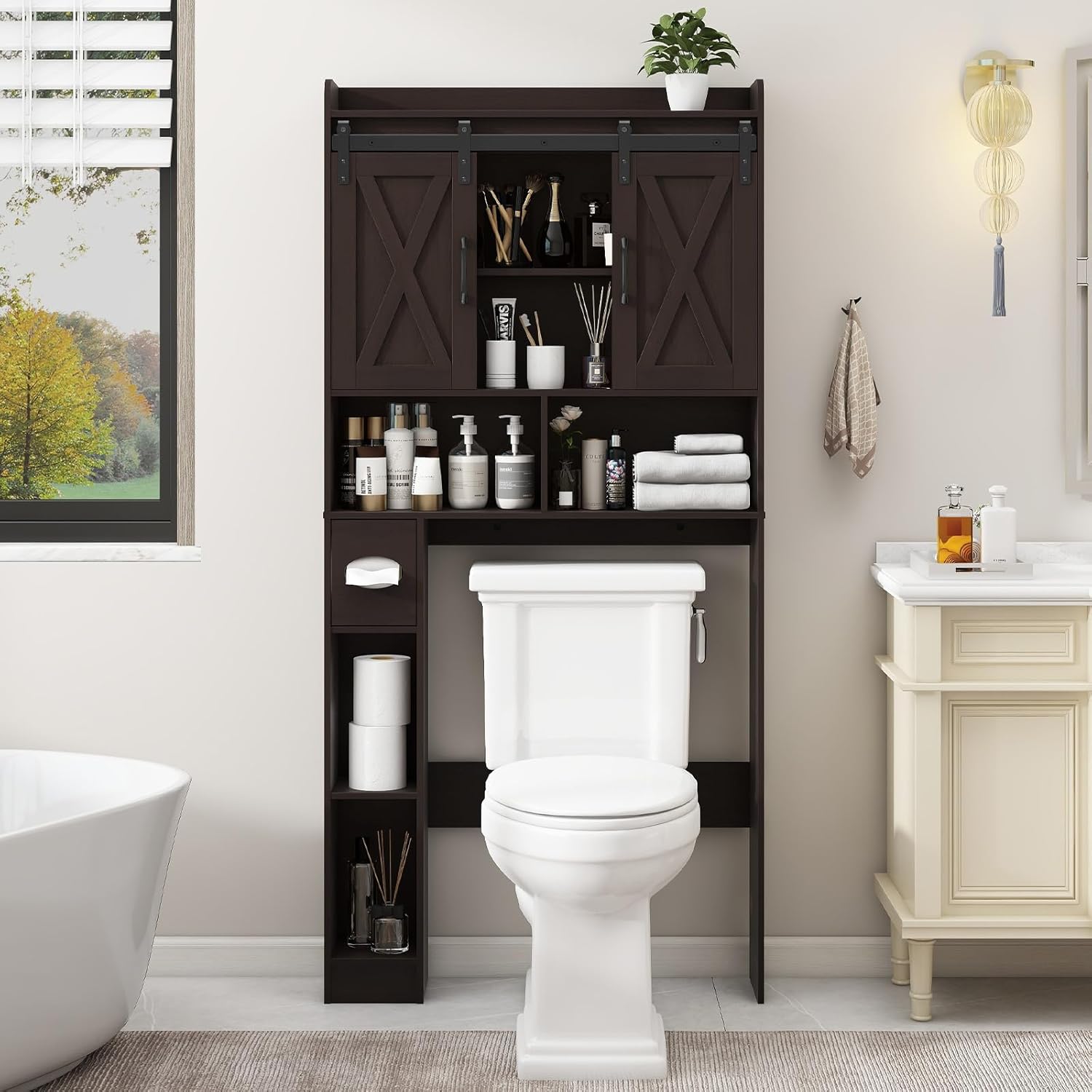 Vabches Over The Toilet Storage Cabinet, Farmhouse Storage Cabinet O