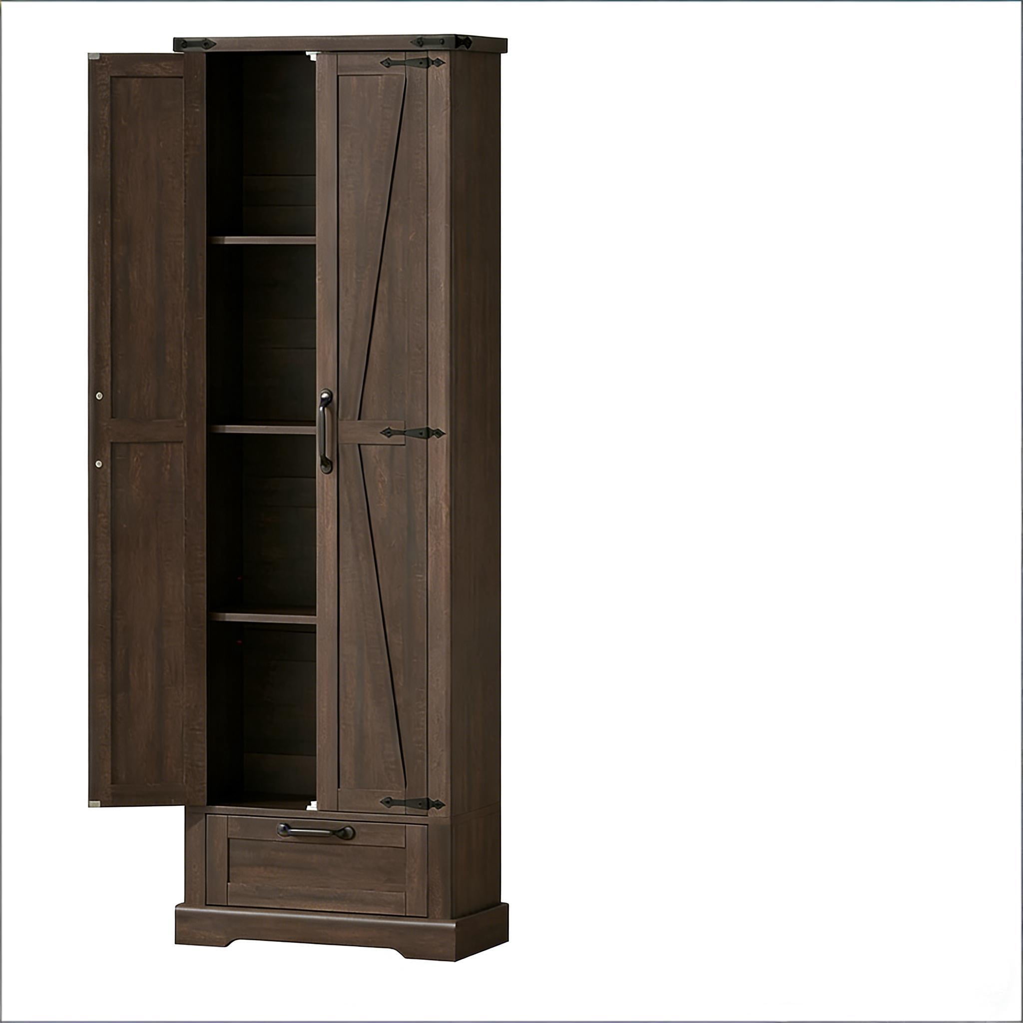 Farmhouse Pantry Cabinet, 70.9" Tall Kitchen Pantry Storage Cabinet with Barn Door,Drawer & Adjustable Shelves