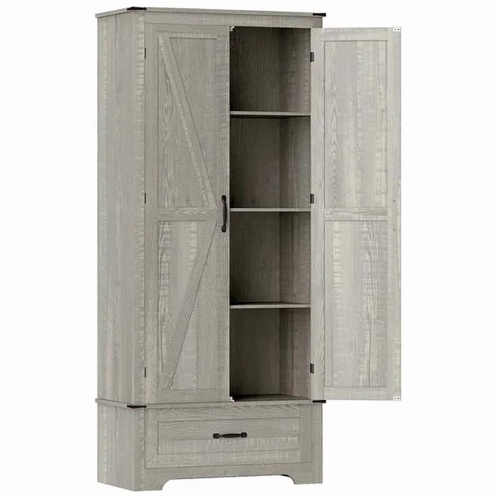 Farmhouse Pantry Cabinet with Adjustable Shelves, Kitchen Pantry ...