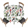 thumbnail image 1 of Farmhouse Parrots Fitted Tablecloth with Elastic Edged, Round Table Cloth for Dining Table, Spring Summer Botanical Leaf Watercolor Waterproof Oil Proof Table Cover for Indoor Outdoor 45"-54", 1 of 8