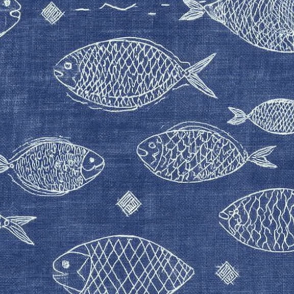 Farmhouse Peel and Stick Wallpaper 23.6in x 9.8ft Hand Drawn White Fish Blue Fabric Texture Contact Paper Vinyl Self-Adhesive Removable Wall Paper for Bedroom Kitchen Cabinet Renter Friendly