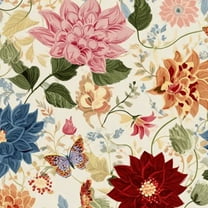 Farmhouse Peel and Stick Wallpaper 23.6in x 9.8ft Vintage Floral Vibrant Flowers Butterflies Light Mural Vinyl Self-Adhesive Removable Wall Paper for Bedroom Kitchen Cabinet Renter Friendly