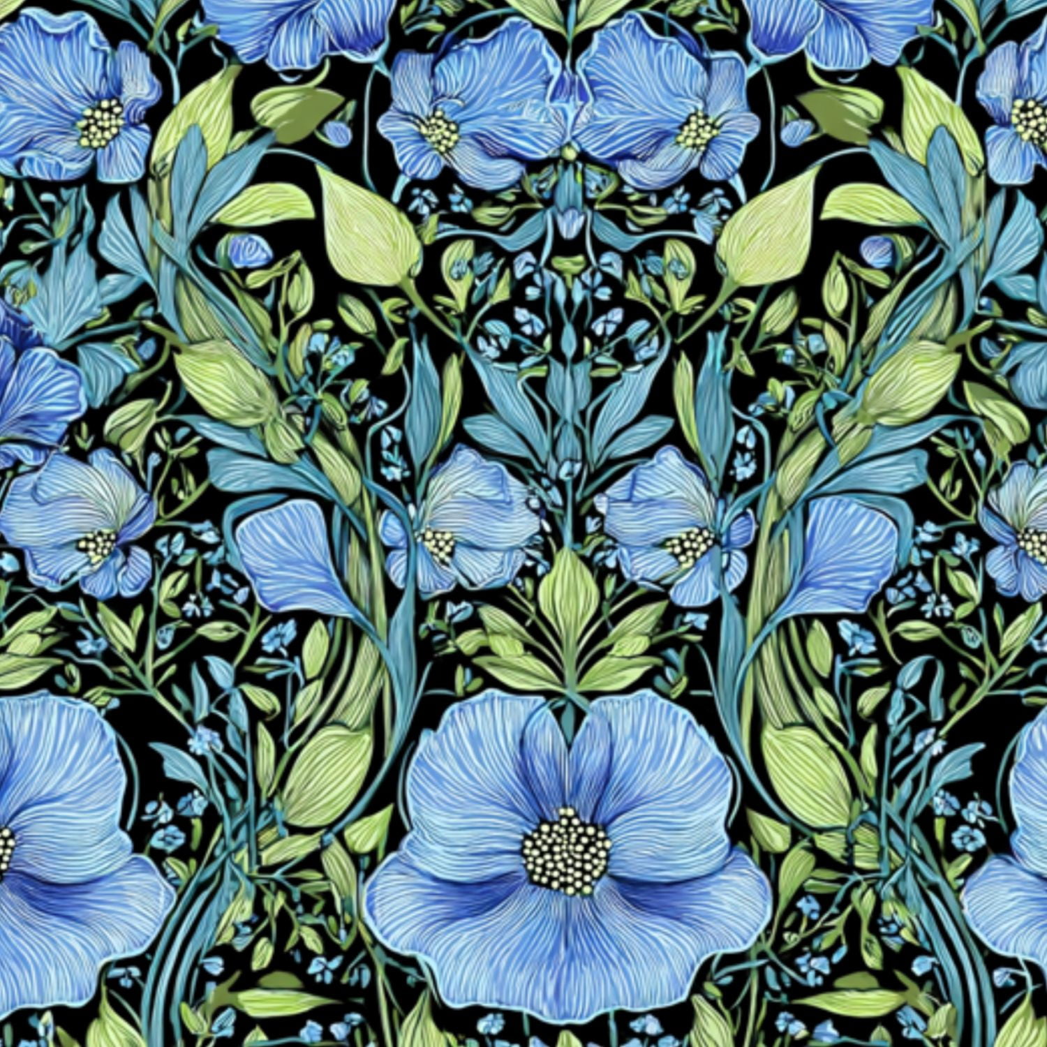 Farmhouse Peel and Stick Wallpaper Floral Blue Green Foliage Black Wall Mural 23.6in x 9.8ft Self Adhesive Removable Wall Paper Renter Friendly Wallpaper for Nursery Bedroom Cabinets