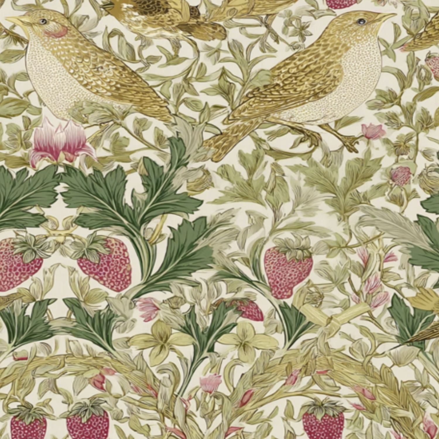 Farmhouse Peel and Stick Wallpaper Vintage Floral Bird Strawberries ...