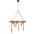 thumbnail image 1 of Farmhouse Pendant Lights Kitchen Island, Kitchen Light Fixtures, Rustic Dining Room Light Fixture with 6 E26 Bulb Sockets, Rope and Bamboo Chandelier, Ceiling Pendant Light Fixtures, Hanging, 1 of 5