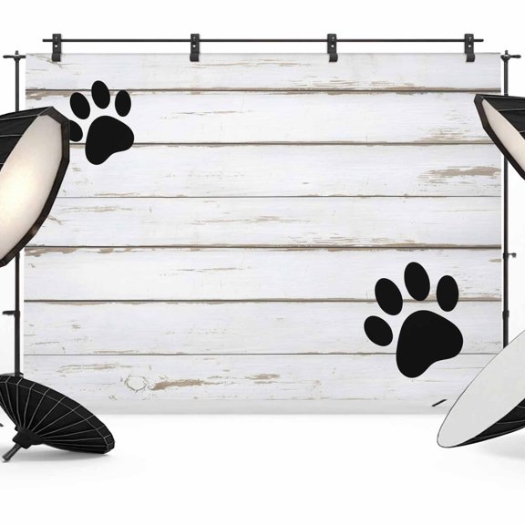 Farmhouse Photography Backdrop 7x5FT, Cute Animal Claws White Retro Distressed Wood Grain Photo Backdrops, Background for Photography Studio Photo Studio Background, Back Drop for Photoshoot