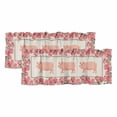 Farmhouse Pig 2 Panels Kitchen Valance, Pink Rose Wreath Rustic Country ...