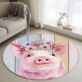 thumbnail image 1 of Farmhouse Pig Round Area Rug 4ft, Spring Floral Farm Animal Wooden Washable Non-Slip Circle Rugs for Bedroom Living Room Kitchen, Soft Non Shedding Circle Carpet for Dining Room Dorm, 1 of 9