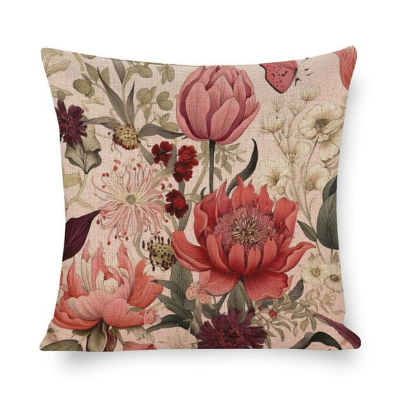 Farmhouse Pillow Cover Vintage Floral Plant Pillows Cover Elegant Vintage Botanical Pattern Farmhouse Pillow Covers Modern Decorative Pillow Covers for Couch Sofa Bedroom Car 16"x16"
