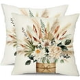 thumbnail image 1 of Farmhouse Pillow Covers 18x18 Inch Set of 2 Flower Pampas Grass Decorative White Throw Pillows Farmhouse Pillowcase Decor for Outdoor Couch Chair Home Couch 64, 1 of 6