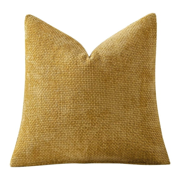 Farmhouse Pillow Covers 18x18 - Soft Chenille Decorative Couch Throw Covers, Square Accent Pillowcases for Sofa Bedroom Living Room, Neutral Boho Home Decor