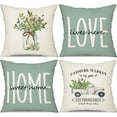 thumbnail image 1 of Farmhouse Pillow Covers 20x20 Set of 4,Eucalyptus Leaves Decorations Truck Vase Home Sweet Home Linen Cushion Case Gifts for Home Decor\u2026, 1 of 6