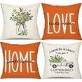 thumbnail image 1 of Farmhouse Pillow Covers 20x20 Set of 4,Eucalyptus Leaves Decorations Truck Vase Home Sweet Home Linen Cushion Case Gifts for Home Decor\u2026, 1 of 4
