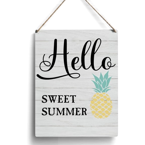 Farmhouse Pineapple Wooden Sign Artwork, Summer Theme Wood Sign Wall Art Hanging Sign Home Kitchen Decor 8x10 Inch