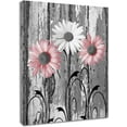 thumbnail image 1 of Farmhouse Pink Floral Wall Art for Living Room,White Daisy Flower on Rustic Wood Canvas Wall Art Country Nature Plant Botanical Framed Wall Art for Bathroom Bedroom Wall Decor,12L X 12W Inches, 1 of 6