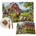thumbnail image 1 of Farmhouse Placemats Set of 4, Pig Chicken Barn Botanical Washable Wipeable Table Mats for Dining Tables, Indoor Outdoor Kitchen Place Mats for Holiday Party Table Decor, 1 of 9