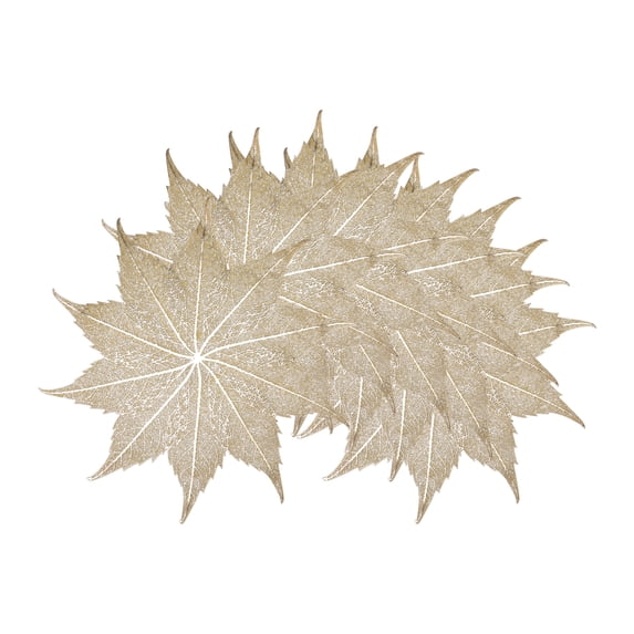 Farmhouse Placemats Set of 6 Leaf Shape Placemats for Dining Table Decor Indoor Washable Kitchen Table Mat Gold 15*15inch