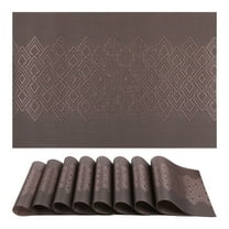 Farmhouse Placemats Set of 6 Plastic Placemats for Dining Table Decor Washable Kitchen Table Mat with Rhombic Pattern Brown 17.7*11.8inch
