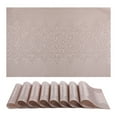thumbnail image 1 of Farmhouse Placemats Set of 6 Plastic Placemats for Dining Table Decor Washable Kitchen Table Mat with Rhombic Pattern Light Brown 17.7*11.8inch, 1 of 6