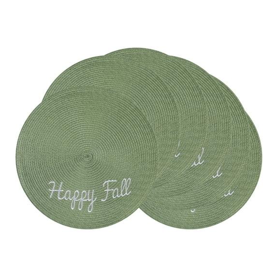 Farmhouse Placemats Set of 6 Woven Placemats for Dining Table Decor, Washable Kitchen Table Mat for Holiday Party Army Green 15inch