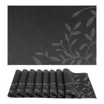Farmhouse Placemats Set of 8 Woven Placemats for Dining Table Decor Indoor Washable Kitchen Table Mat Black 17.7*11.8inch