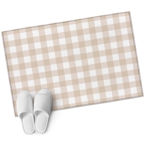 Farmhouse Plaid Bathroom Rug Washable 2x3 Entryway Rug Non Slip Cream Classic Buffalo Check Rustic Front Door Mat Low Pile Indoor Doormat Throw Floor Carpet for Kitchen Bedroom Entrance